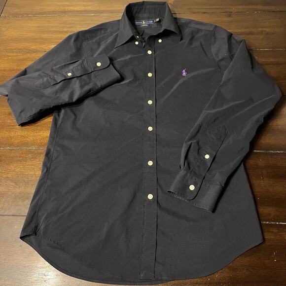 Ralph Lauren Shirt Mens Size Classic M Black Stretch Pony Button Up Performance - Picture 1 of 4